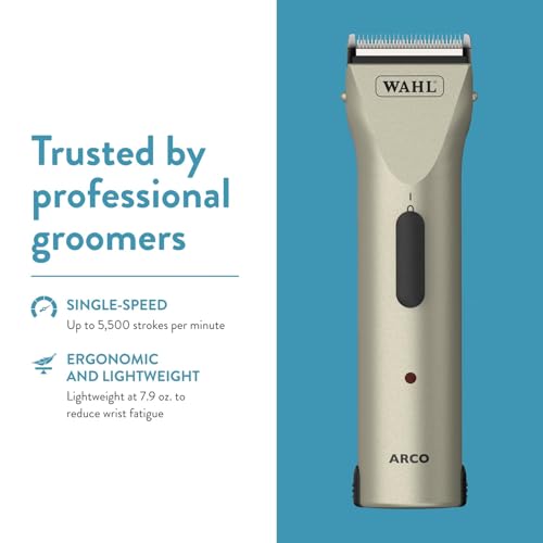 Wahl Arco Cordless Pet Clipper Kit Champagne - Professional Grooming for Dogs Cats and Horses