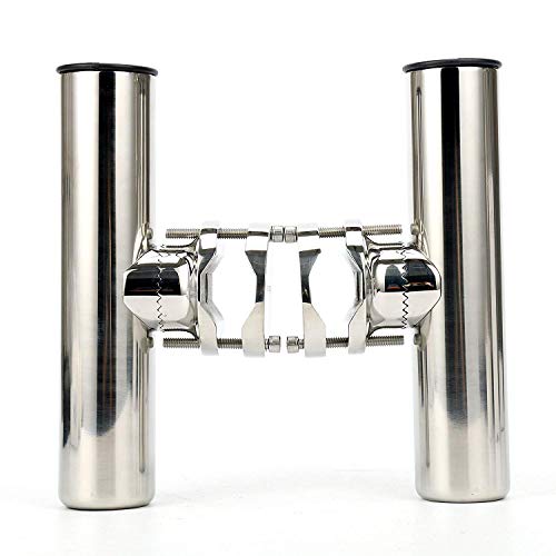 4-Pack Boat Rod Holders Stainless Steel Rail Mount Clamp-On Adjustable Fishing Poles