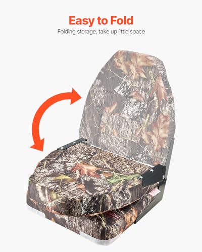 2 Pack Camo Boat Seat - Folding Fishing High Back Seat with Thick Cushion & Aluminum Hinges