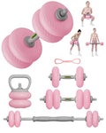 Pink 35LB Adjustable 4-in-1 Dumbbell Set | Kettlebell, Barbell, Plates