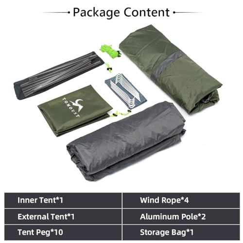 MC TOMOUNT Green 1 Person Waterproof Backpacking Tent - Lightweight Camping Shelter