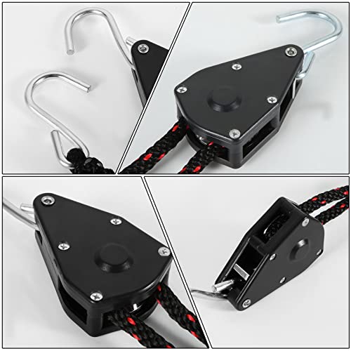 2pcs Adjustable 3/8 Inch Kayak Rope Tie Downs with Metal Hooks - Heavy Duty Straps, 11.8ft Length