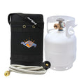 8.5 x 13.5 Inch Propane Tank Carry Case with Built-In Gauge & 5FT Hose - Flame King Gas Hauler Pro Kit - Camping & Outdoor