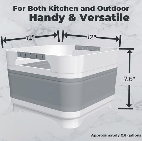 GIMWA Collapsible Baby Bottle Wash Basin with Drain Plug - Gray, 2.6 Gal