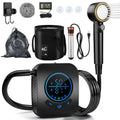 Ivuqa Portable Camping Shower with Heater - Black, 20L Foldable Bucket, Rechargeable Pump, IPX8 Waterproof, Auto-Off Heated, LED Display for Hiking & Travel