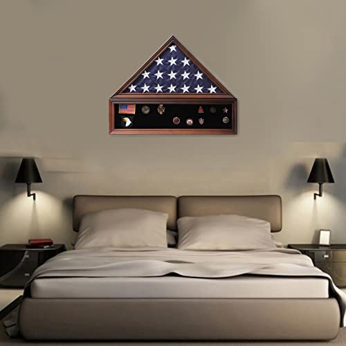 Veteran Flag Shadow Box 5x9.5 Solid Walnut Display Case - Medium Walnut Finish