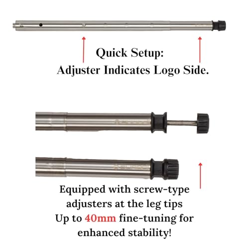 Adjustable Stainless Steel Camping Table Legs Set of 4 - Telescopic, Tool-Free Installation, Compatible with Most IGT Frames