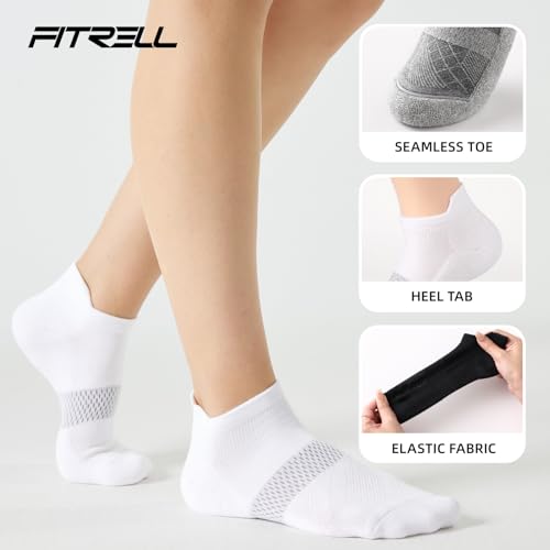 Ankle Running Socks for Women 5 Pairs - Cushioned Low Cut Athletic Sports Socks - Medium Rococo Variation