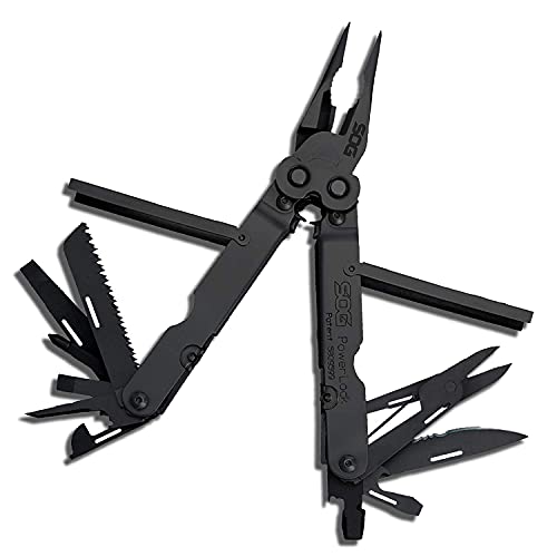 SOG PowerLock Multi-Tool with Compound Leverage Tech, EOD Crimper, 420 Stainless Steel, Black, 18 Tools