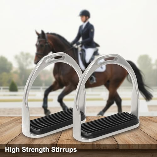 2 Pack Metal Horse Stirrups with Rubber Pads for Trail & Training Riding