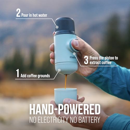 Portable Espresso Maker with Protective Case - WACACO Nanopresso Arctic Blue