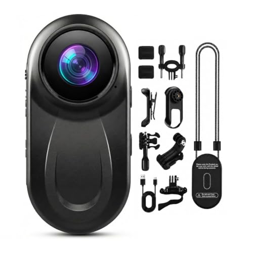 Zakotu Black Mini 1080P Body Camera 512GB, Discreet Wearable Action Cam