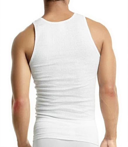 Men's X-Large Cotton Ribbed Tank Top Undershirt 3-Pack - White