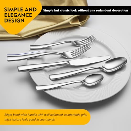 8-Piece Heavy Duty Stainless Steel Flatware Set - Mirror Polished Cutlery for 8, Durable Kitchen Utensils