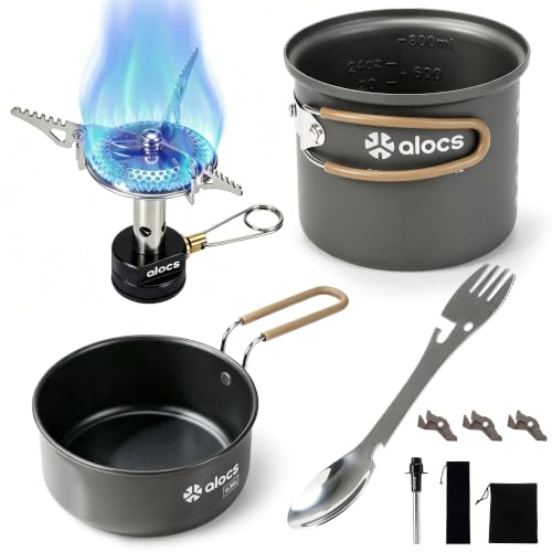 Camping Cookware Set with Non-Stick Pots and 3200W Portable Stove
