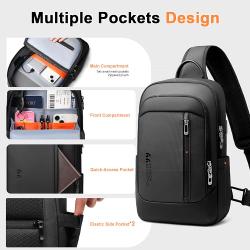 Men's Crossbody Sling Bag 9L Water-Resistant Shoulder Bag for 11.3-Inch Tablet