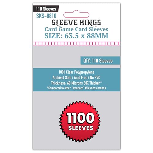 Sleeve Kings Card Sleeves 63.5x88mm 60 Micron 1100ct - Card Game Protection