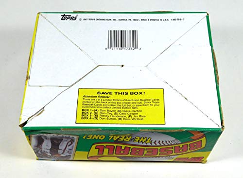 1987 Topps Baseball Card Pack Box - 36 Packs with Rookie Cards of Bonds, Palmeiro, Larkin