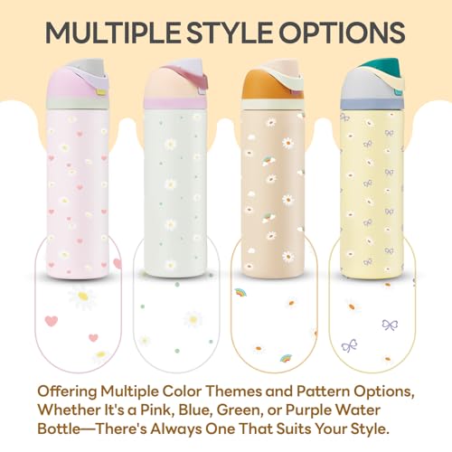 4PCS Waterproof Daisy Stickers for Owala Water Bottle - Colorful Floral Print, 24 OZ