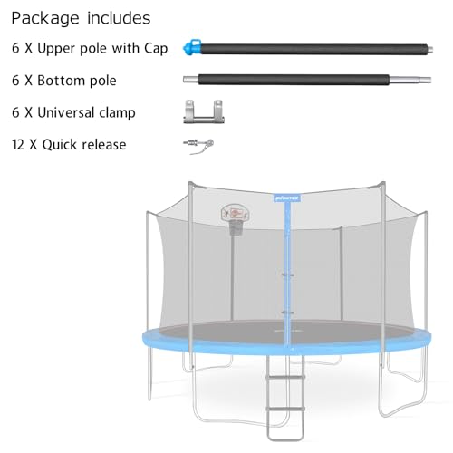 Zoomster Universal Trampoline Replacement Enclosure Poles - Fits 6 Straight Poles, Rust-Resistant Steel, Easy Assembly