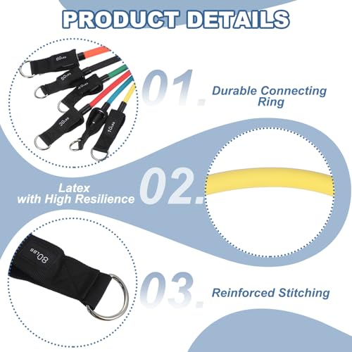 Resistance Tube Bands - Stackable, 10 lbs Yellow Latex Exercise Band
