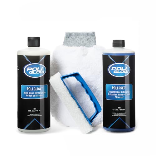 Poli Glow Boat & RV Fiberglass Restoration Kit 4-in-1 Gelcoat Repair & Shine