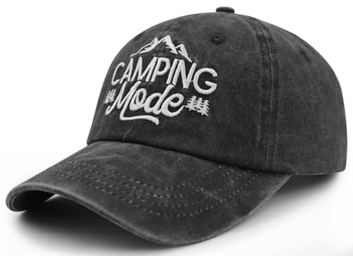 Embroidered Camping Baseball Hat for Men and Women - One Size Black