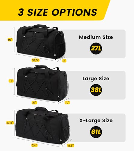Vorspack 21-Inch Gym Bag with Shoe Compartment - Black, Travel & Sports Duffle