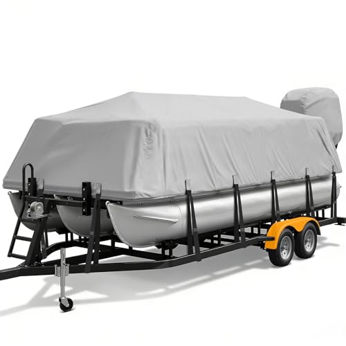 YimSting Waterproof 1200D Pontoon Boat Cover 22-24 ft Gray, Fits Up to 8.5 ft Beam