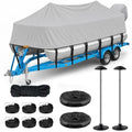 Fapaulen 1200D Waterproof Pontoon Boat Cover for 24-27 ft Boats with Support Poles