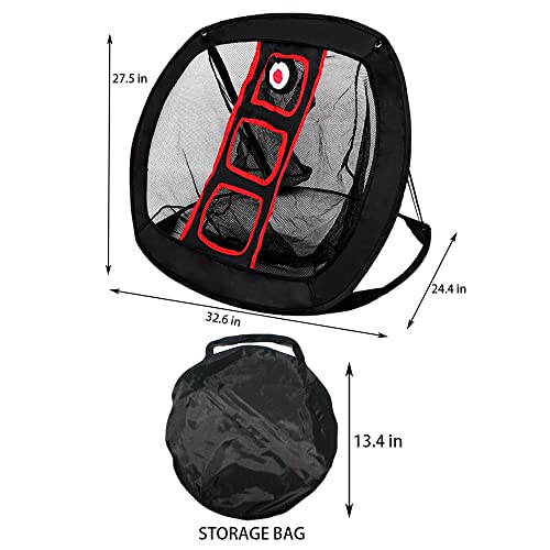 Golf Chipping Net - Pop Up Golf Practice Net for Indoor Outdoor Swing Accuracy Black Red
