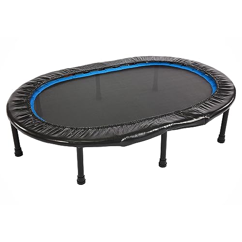 Foldable 36-Inch Mini Trampoline Rebounder for Adults with App - Portable Home Fitness Equipment, Black & Blue