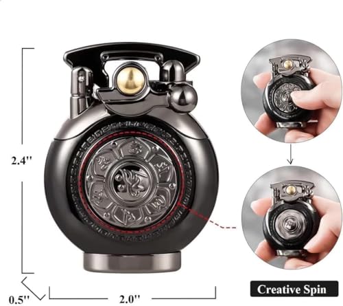 Vintage Reusable Trench Lighter Black - Rotary Ignition, Gift for Men