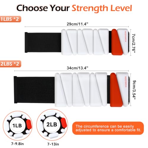 Adjustable Ankle & Wrist Weights for Women 2lb & 4lb Pair - White & Red
