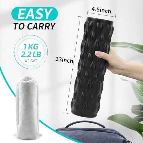 Vibrating Foam Roller for Deep Tissue Massage - 4-Speed, Rechargeable, Black