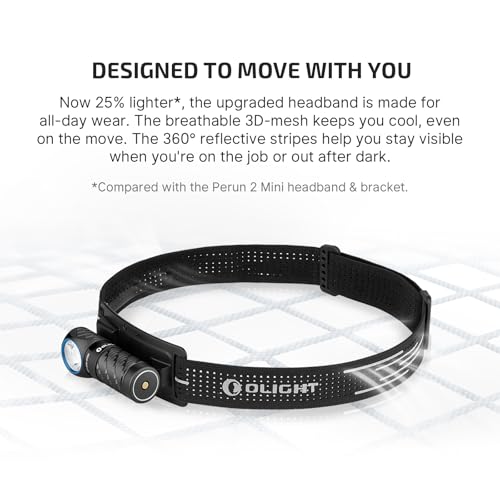 OLIGHT Perun 3 Mini Rechargeable Headlamp Black | 1250 Lumens Waterproof