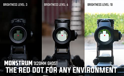 Monstrum Ghost Red Dot Sight with Shake Awake Activation & Co-Witness Riser Mount