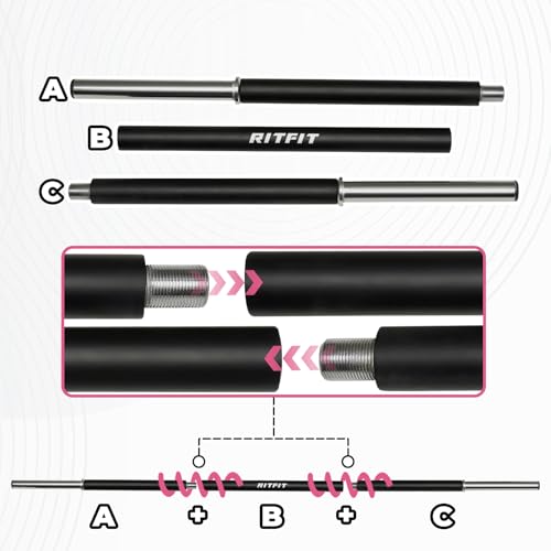 RitFit 40LB Adjustable Barbell Weight Set with Padded Bar for Home Gym