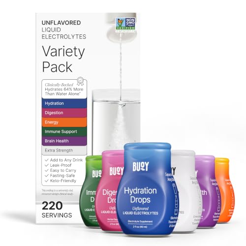 Buoy Electrolyte Drops Variety Pack 6x All Sampler for Energy, Brain, Immunity
