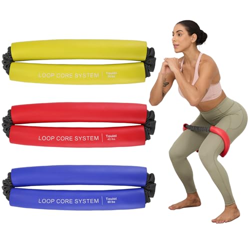 Touioi Hip & Core Resistance Loop Bands Set for Glute & Stretching Exercises - Yellow, Red, Blue