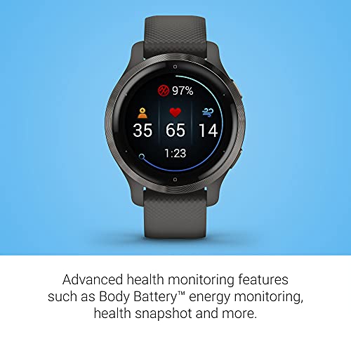 Smaller-Sized GPS Smartwatch with Health & Fitness Monitoring - Slate Bezel, Silicone Band