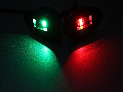 Black Housing 2 Mile LED Boat Navigation Lights Pair - USCG Certified Flush Mount