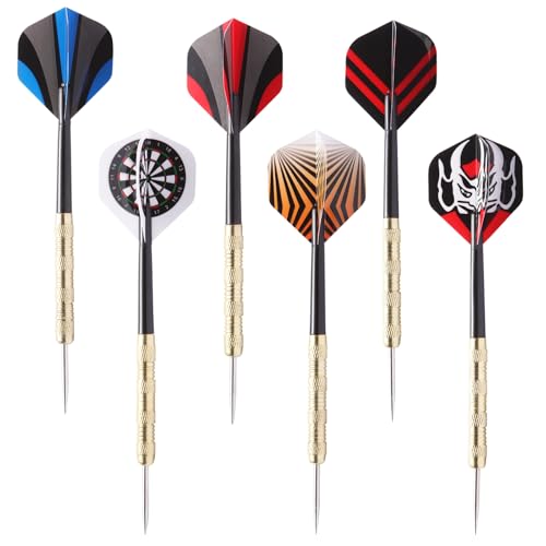 18 Pcs Steel Tip Darts Set - 14g Metal Tips, 6 Flight Patterns, 6.0in Barrels & Shafts