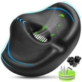 CDYWD Noseless Oversized Bike Seat Blue - Extra Wide Padded Bicycle Saddle for Comfort
