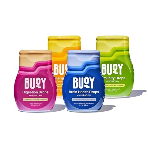Buoy Electrolyte Drops Variety Pack 4x | Hydration, Brain, Energy, Immunity | No Sugar, Unflavored | 160 Servings