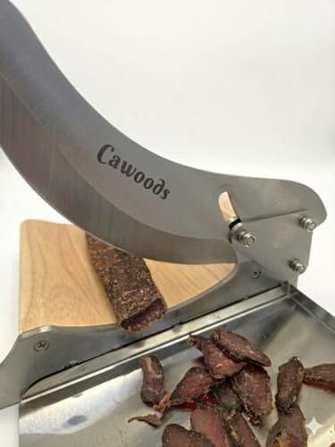 Stainless Steel Biltong Slicer with Magnetic Detachable Tray, Wooden Base