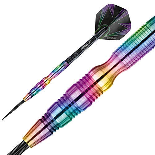 Winmau Simon Whitlock Urban Grip Tungsten 24g Steel Tip Darts Set with Flights & Shafts Rainbow