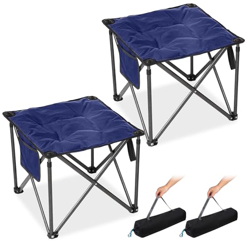 FUNDANGO Blue 2-Pack Padded Camping Stools 18.1in Support 440Lbs Foldable