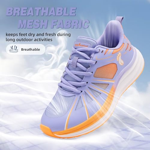 Women’s Orthopedic Road Running Shoes - Purple W3, Arch Support & Pain Relief, Casual Athletic Sneakers for Flat & High Arches