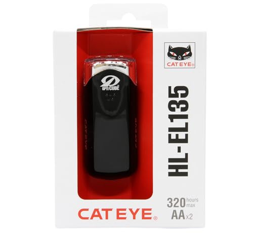 CATEYE HL-EL135N Bike Headlight – Bright 3 LED Bicycle Light with OptiCube™ Lens Technology, Easy Setup FlexTight™ Mount, Multiple Lighting Modes, Battery-Powered Operation, up to 320 Hours Runtime